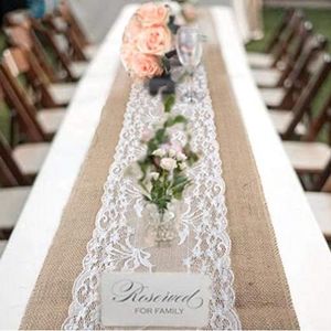 CHEMIN DE TABLE JUTE ET DENTELLE 36cm x 5m