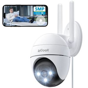 CAMÉRA IP ieGeek 5MP Camera Surveillance WiFi Exterieure, 360° Camera IP, Vision Nocturne Couleur, Détection Humaine, Audio Bidirectionnel