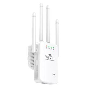 REPETEUR DE SIGNAL Répéteur WiFi Puissant 300 Mbps Amplificateur WiFi  2.4GHz Extender  Bande  4 antennes Amplificateur WiFi - BLANC-A2