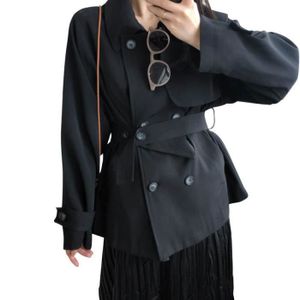 Imperméable - Trench Trench-Coat pour Femme avec Ceinture Manteau Coupe-Vent à Double Boutonnage courte
