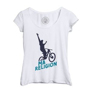MAILLOT DE CYCLISME T-shirt Femme - Fabulous - Col Echancré Blanc - Manches courtes - VTT Vélo France Cyclisme Montagne Descente