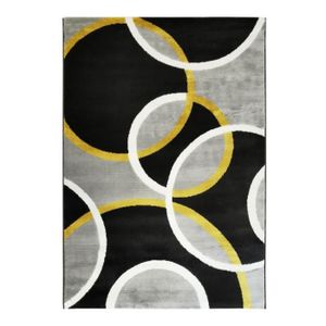 TAPIS DE COULOIR UNDERGOOD BUBBLES - Tapis effet laineux motifs cercles 120 x 170 cm Gris