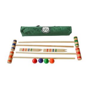 Jeu De Croquet En Bois 6 Joueurs - Set Complet Avec Maillets, Boules & Sac De Transport