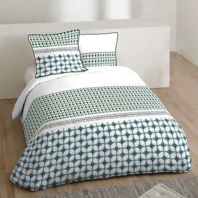 2 taies 100/% COTON 57 fils 240 x 260 Housse de couette TON DE BLEU MARINE