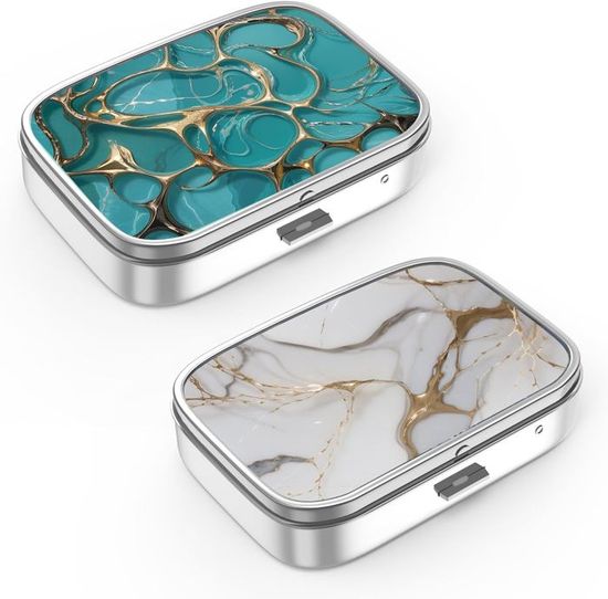 2Pcs Piluliers En Métal, Étanche Pilulier De Voyage Empilable Alliage D