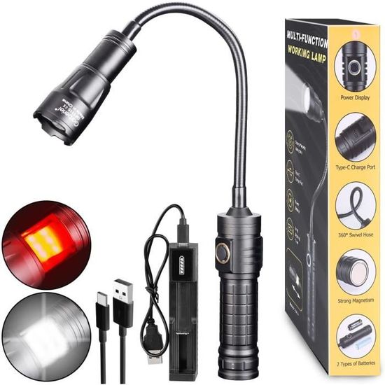 Lampe de travail LED Lampe de poche d'atelier rechargeable COB,Lampe d' inspection avec lampe de travail magnétique(2 pièces) - Bricolage