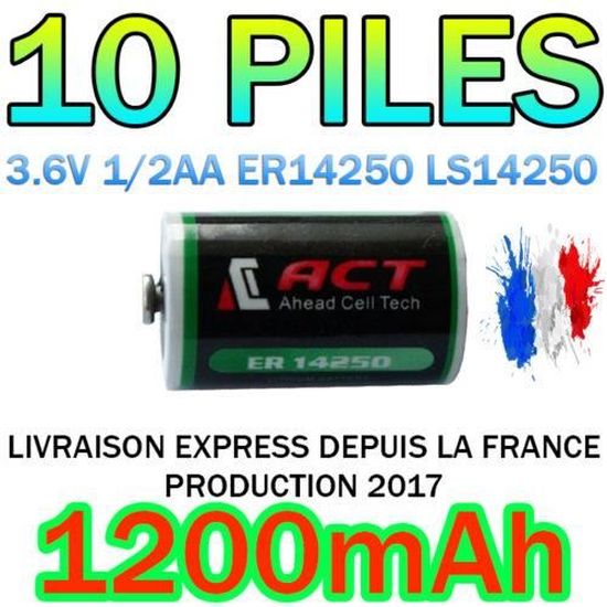 Lot DE 2 Piles Lithium 3.6V 1/2AA ER14250 1200mAh LS ER 14250