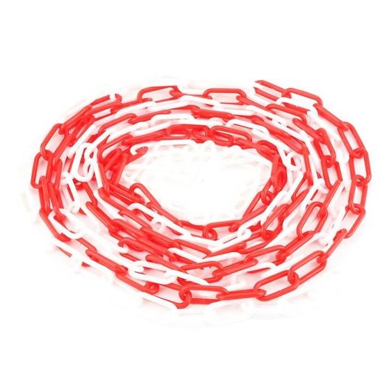 Chaîne D'Avertissement En Plastique - 6 Mm X 10 M - Pour Parking, Chantier, Zone Dangereuse - Noire