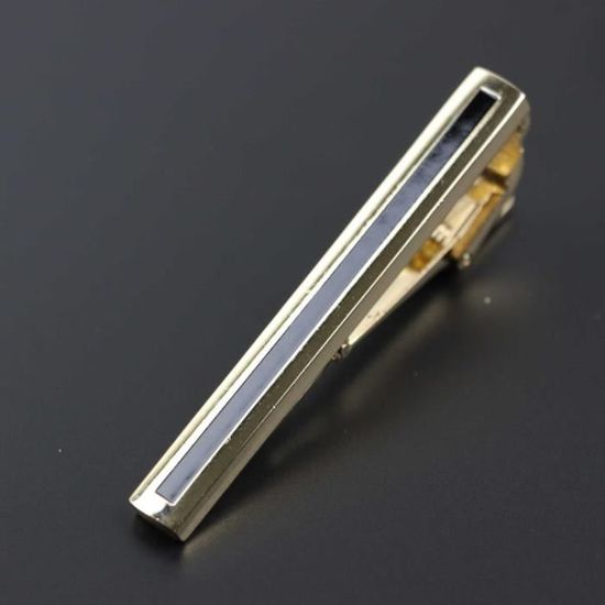 RunootPR Pince à Cravate Homme Argentée Dorée Avec Zircone - Clip Cravate Élégant Pour Mariage Et Affaires