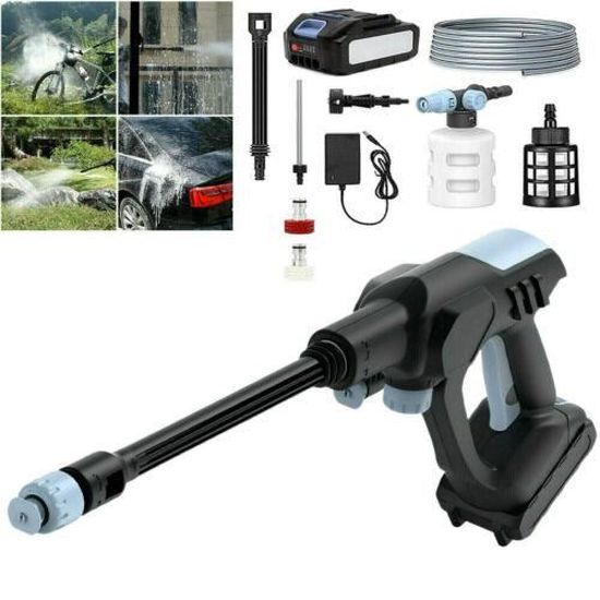 Nettoyeur Haute Pression Sans Fil Mulcort - 350 PSI - 2 Batteries 3000mAh - Tuyau 5m - Pour Voiture
