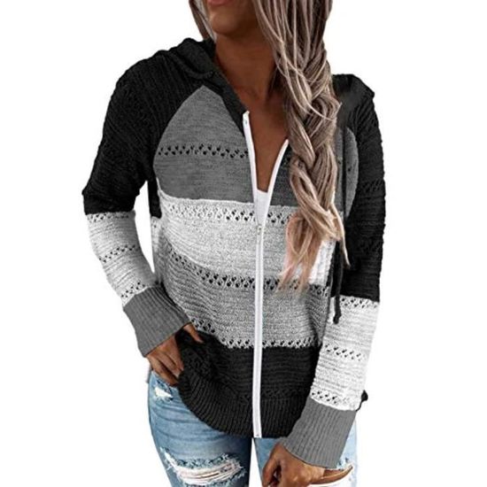 Zengjo Sweat à Capuche Léger à Manches Longues Pour Femme
