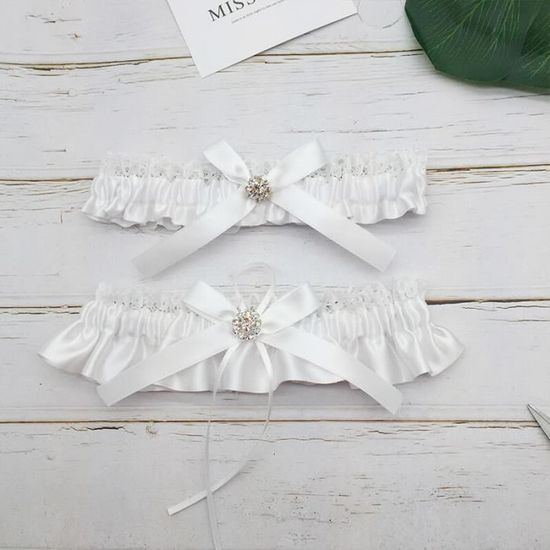 Jarretière De Mariée En Dentelle Blanche - Accessoire élégant Pour Robe De Mariée - Cadeau Futur Mariée - Polyester Doux