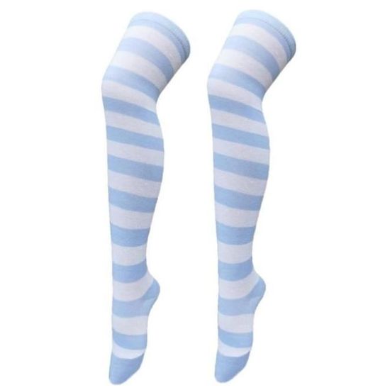 Set Chaussettes Hautes Et Gants Sans Doigts Rayés - Taille Unique, Coton/polyester, Pour Femme/fille (orange Et Noir)