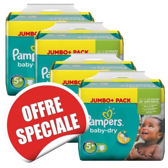 Pampers - 88 couches bébé Taille 5+ baby dry