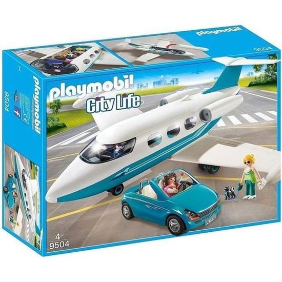PLAYMOBIL 9504 - Jet avec vacancières et voiture