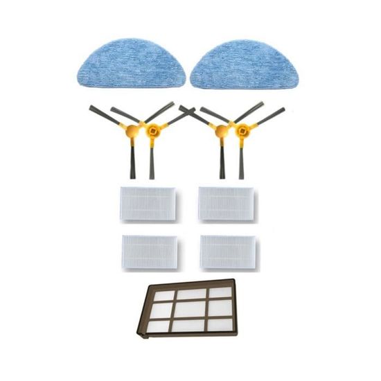 11 pièces) X5 Pro Omni Pièces de rechange pour ECOVACS DEEBOT X5 Omni aspirateur robot, kit d'accessoires pour filtres, 1 brosse rotative, 4 filtres HEPA, 6 brosses latérales