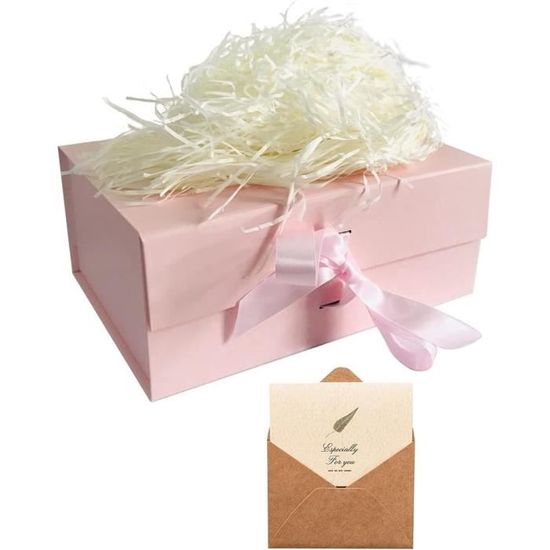 Ensemble Boite Cadeau, Boite Cadeau Or Rose avec Ruban Grande Boîte Cadeau  avec Couvercles Magnétiques 32x22x10cm Boite Cadeau Papier de Soie