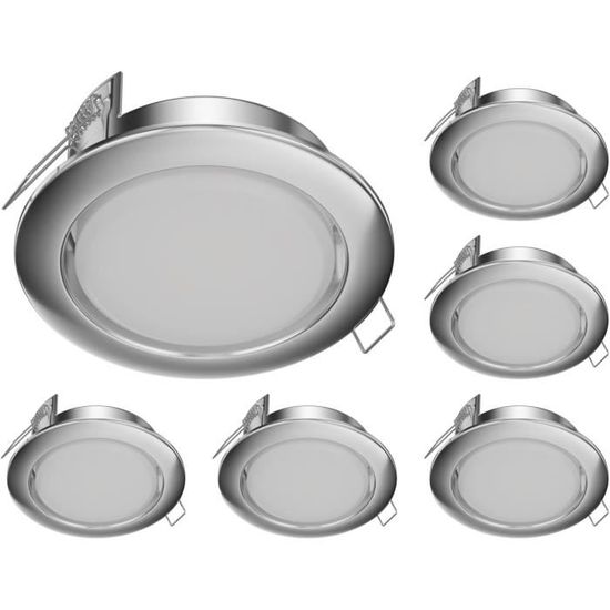 6X Led Spot Encastré Zobe Ii Plat Gx53 Chromé Mat Rond 10,301W 1212Lm ...