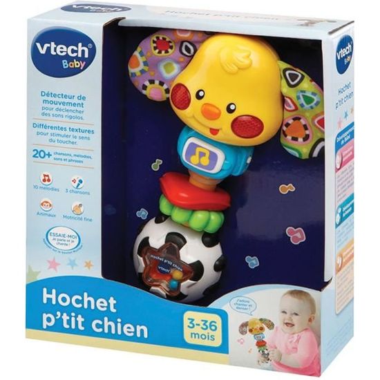 Hochet P'tit Chien - VTECH - Avec détecteur de mouvement - Couleurs vives - Tissu bruissant