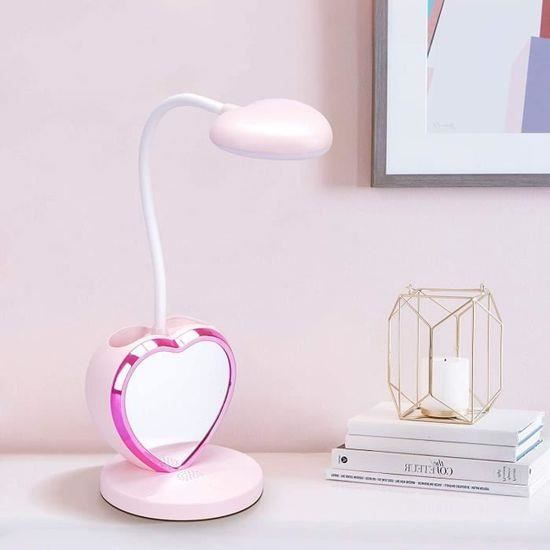 LED lampe de bureau filles, lampe de table agréable pour les yeux avec porte -stylo, port USB rechargeable - Cdiscount Maison