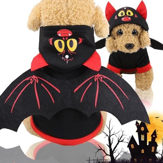 Bat-XL -Citrouille pas cher chien vêtements pour petits chiens hiver français bouledogue manteau sorcière chien déguisement