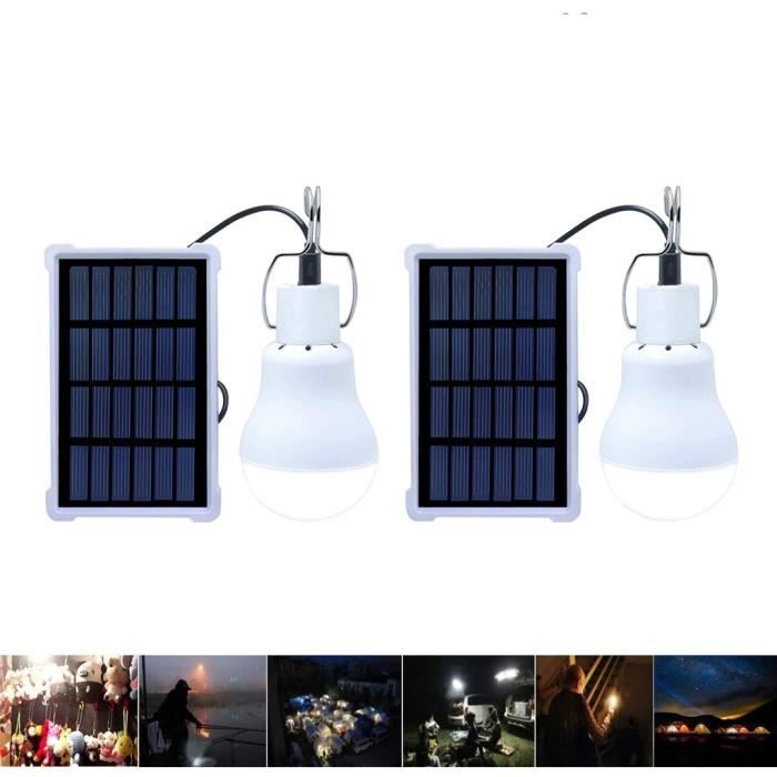 Portable DEL Energie Solaire Rechargeable Ampoule Lumière Extérieur Camping Tente Lampe 20 W