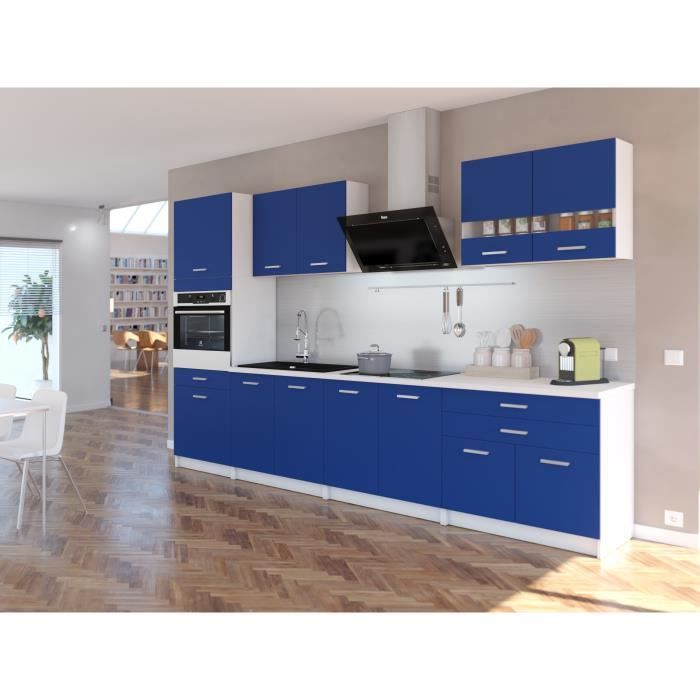 Extra Cuisine Complete Colonne L 300cm Bleu Mat Cdiscount Maison