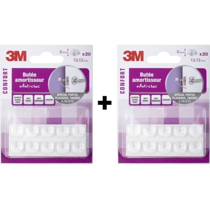 3M - Lot de 40 butées amortisseurs ultra-discrètes pour protéger les murs contre les poignées de porte