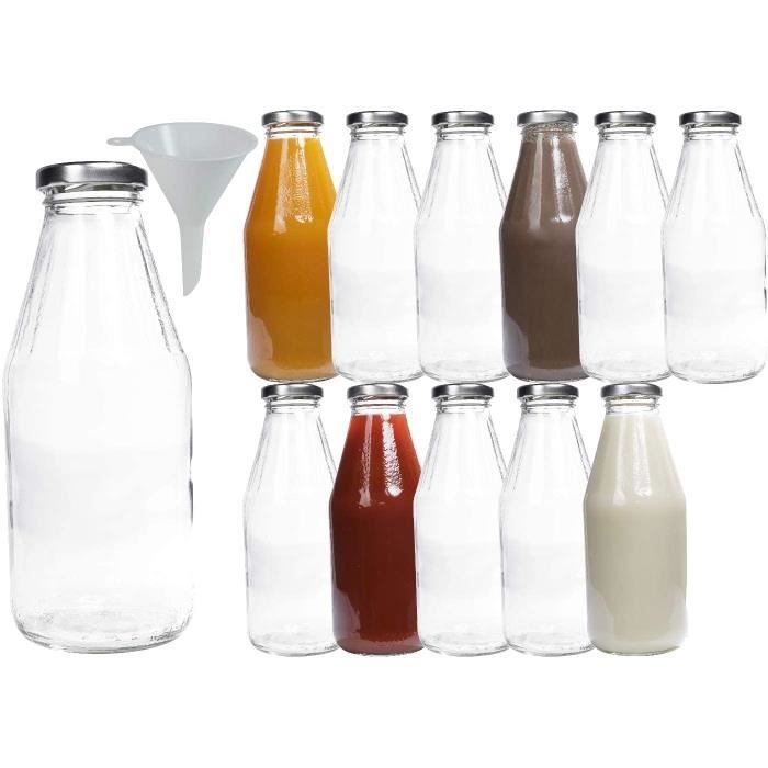 Bouteilles En Verre Marron 200 Ml Avec Bouchon à Vis - Lot De 4 Pour Alimentaire, Cosmétique | Étiquettes Inscriptibles