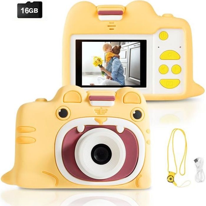 Appareil Photo pour Enfants Numérique 18MP,1080P, Ecran de 2,0 Pouces,Carte TF 16 Go,Coque en Silicone Idéal pour les 3 ~ 10 ans