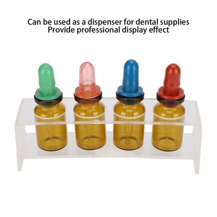 4pcs Ensemble de flacons compte-gouttes vides avec support pour parfum d'huile essentielle de matériel dentaire(transparent) -JIA
