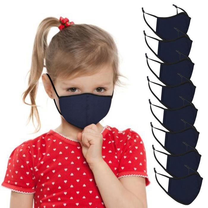 La Couture Pure De Couleur Des Enfants A Lavé Et Réutilisé Le Masque 8Pcs Pour Garçons Filles -FLZ200815008NY@ma19813