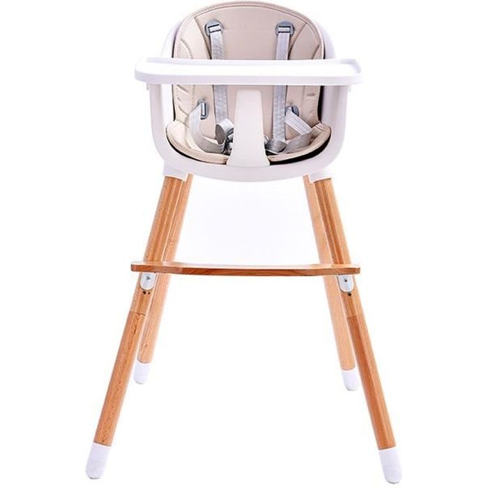 STABLE Chaise Haute Bébé en hêtre de haute qualité , Évolutive, 2 en 1, Chaise Enfant, Beige
