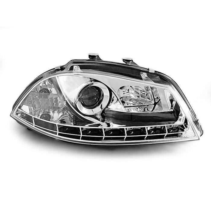 Paire de feux phares Seat Ibiza 6L 02-08 Daylight led chrome (E07)