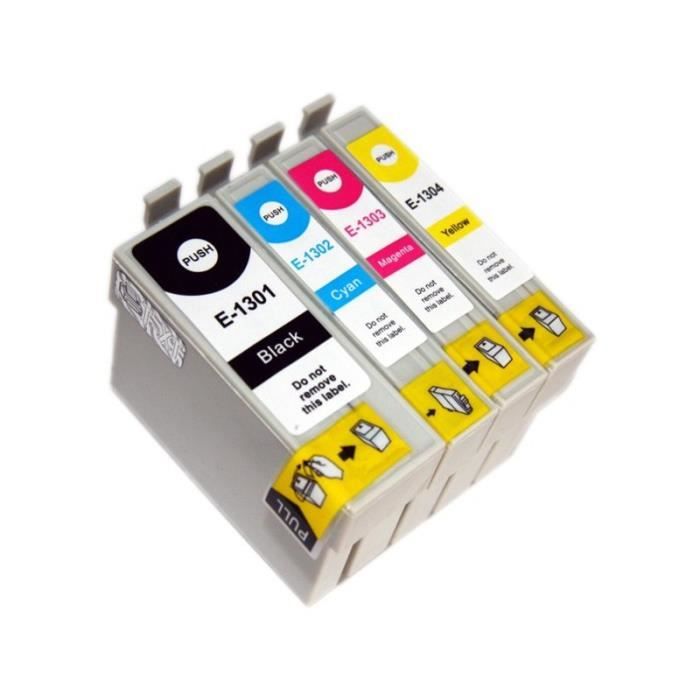 T1301 - T1302 - T1303 - T1304 Pack de 4 Cartouches d encre compatible Cerf Pour EPSON Stylus SX535WD