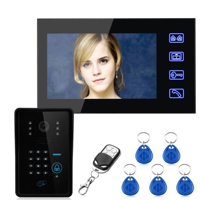 boutons tactiles 7 -Lcd RFID Porte Video Phone Système Intercom Mot de passe Avec Caméra IR Système de contrôle d'accès à distance