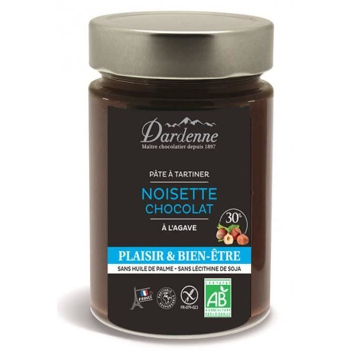 Pâte à tartiner noisettes chocolat à l’agave 300gr - Dardenne
