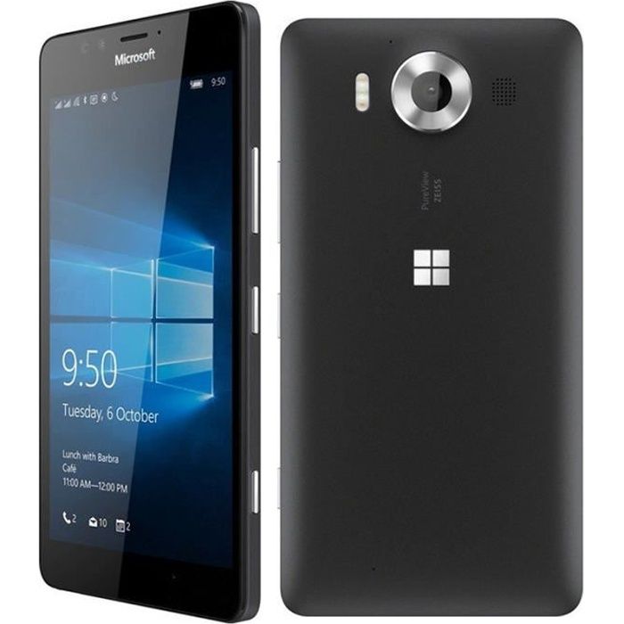 Noir- Pour Nokia Microsoft Lumia 950 Dual SIM Card (écouteur+chargeur Européen+USB câble+boîte)