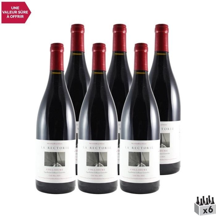 Collioure Côté Mer Rouge 2019 - Lot de 6x75cl - Domaine de la Rectorie - Vin AOC Rouge du Languedoc - Roussillon