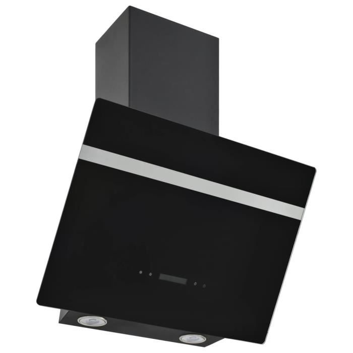 Hotte murale - Hotte aspirante 60 cm Acier inoxydable et verre trempé - Noir