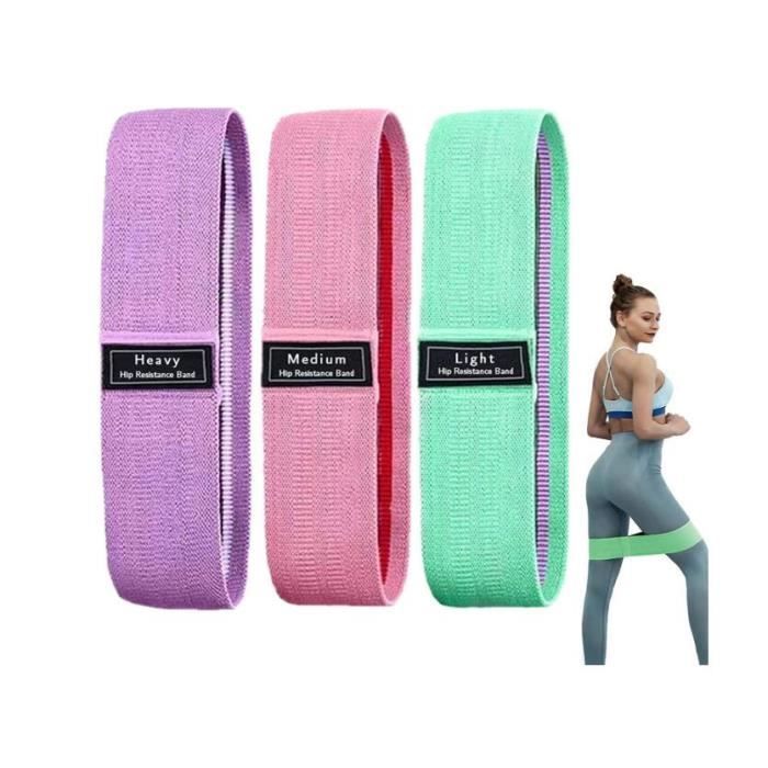3 Pcs Bande de Résistance,Bande Élastique Fitness en Tissu,ande de Résistance 3 Niveaux de Force,Équipement d'Exercices Rééducation