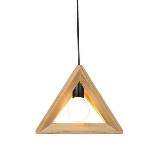 YA*Suspension Design Triangle en Bois 32cm 110-220V Corde Ajustable-Luminaire Suspension Salle à Manger,Design unique, simple