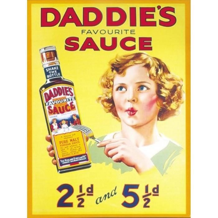 plaque daddie s sauce avec fillette style retro tole cuisine