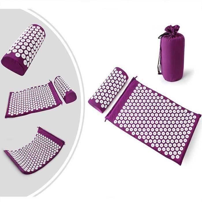 BK Kit d\'Acupression avec Tapis et Coussin, Set de Massage (Violet)