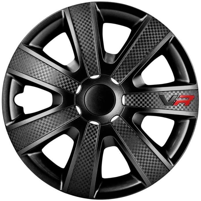 Jeu d'enjoliveurs VR 14-inch noir-look-carboné-logo A81