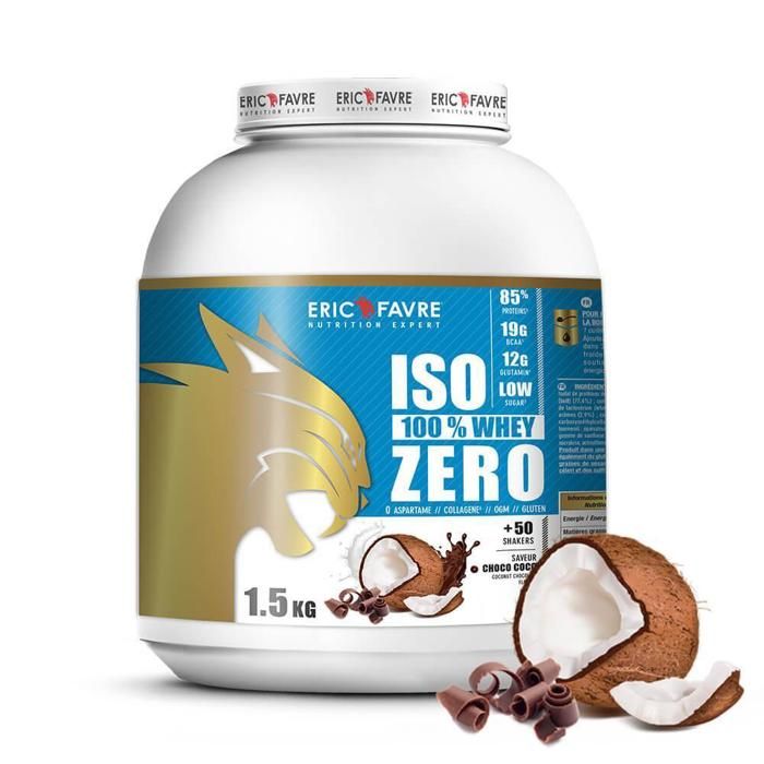 ISO WHEY ZERO 100% Pure Whey Protéine Isolate (Choco Coco) - Prise de Masse - 2kg - Laboratoire Français Eric Favre