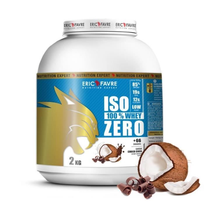 ISO WHEY ZERO 100% Pure Whey Protéine Isolate (Choco Coco) - Prise de Masse - 2kg - Laboratoire Français Eric Favre