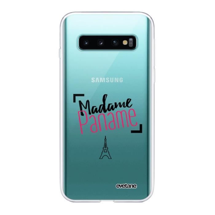 Coque Samsung Galaxy S10 Plus 360 intégrale transparente Madame paname Ecriture Tendance Design Evetane.