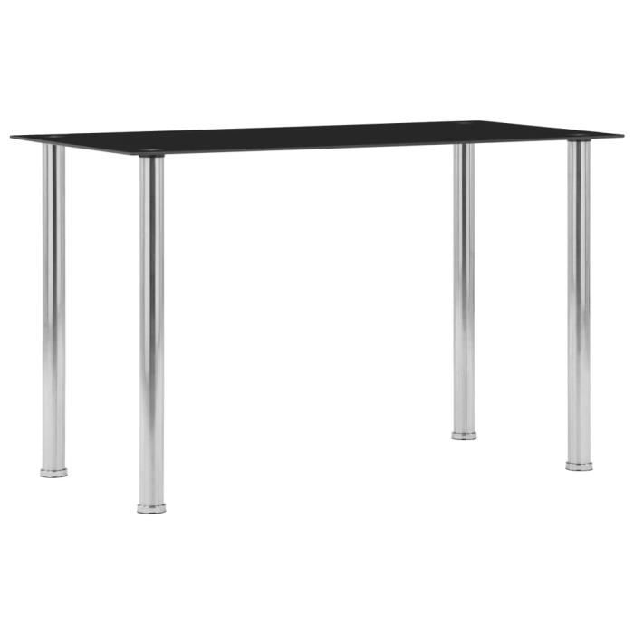 BEB Table à d?ner Noir 120x60x75 cm Verre trempé