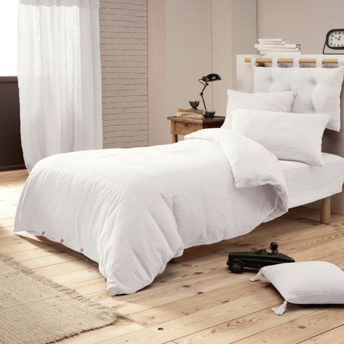 Housse de couette gaze de coton Bio 140x200 cm 1 personne Blanc